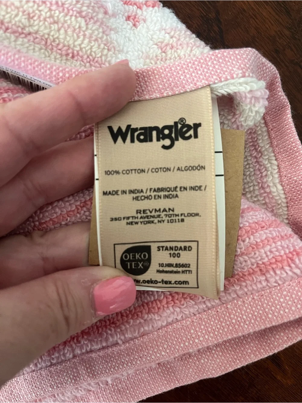 Wrangler Pink Patterned Hand Towels - Set of 2